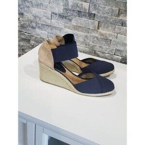 RALP LAUREN CASUAL SHOES COLOR BLUE/BROWN ELASTIC UPPER SIZE 7B